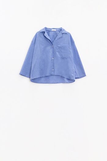 Camisa ancha azul manga 3/4 avec un bol en pecho 4