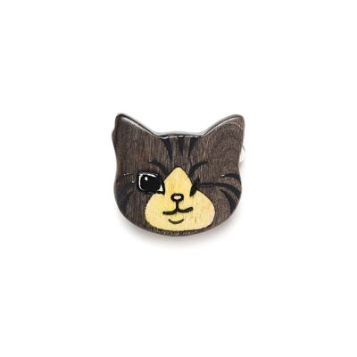 LE CHAT gray & white cat brooch