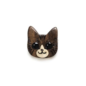 LE CHAT  broche chat gris grands yeux 1