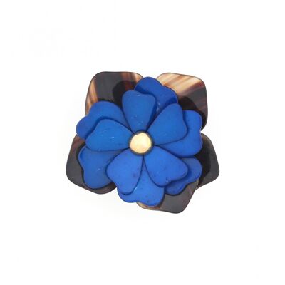 FLORA Brosche mit blauen Blütenblättern