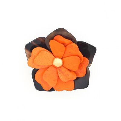 Brosche FLORA mit orangefarbenen Blütenblättern