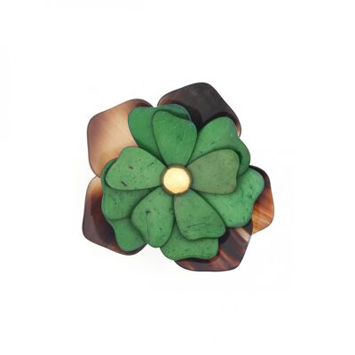 FLORA green petals brooch