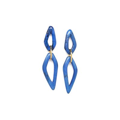 ARROW wooden push earrings BLUE