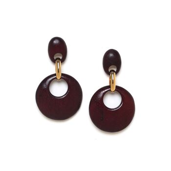 KAFFE  boucles d'oreilles poussoir gitnaes lie de vin 1