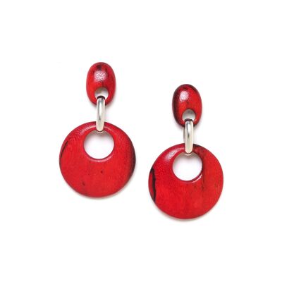 KAFFE  boucles d'oreilles poussoir gitanes rouges