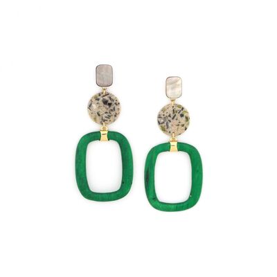 CALVI-Terrazzo-Push-Ohrringe mit grünen Ringen