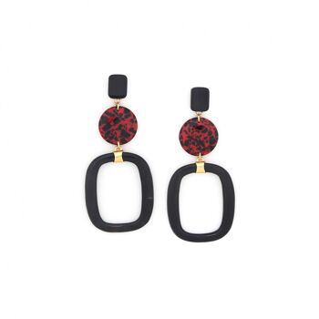 CALVI  boucles d'oreilles poussoir terrazzo anneau noir