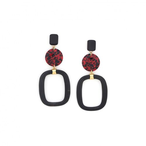 CALVI  boucles d'oreilles poussoir terrazzo anneau noir