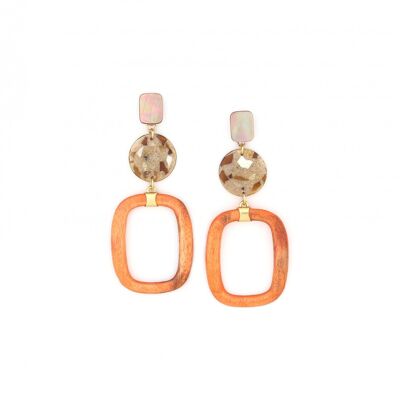 CALVI  boucles d'oreilles poussoir terrazzo anneau orange