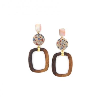 CALVI  boucles d'oreilles poussoir terrazzo anneau robles