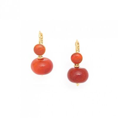 PEBBLES  boucles d'oreilles dormeuses agate feu