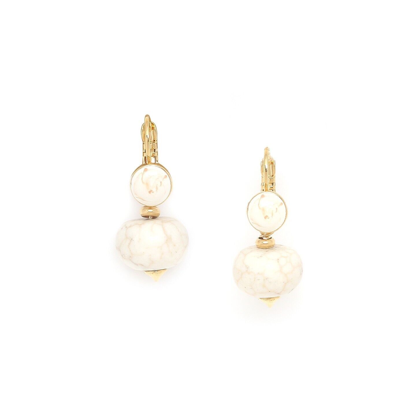 PEBBLES orecchini dormienti in howlite bianca