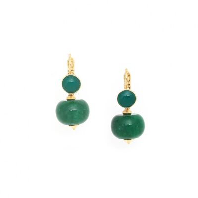 PEBBLES green jade sleeper earrings