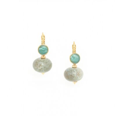 PEBBLES  boucles d'oreilles dormeuses agate bleue