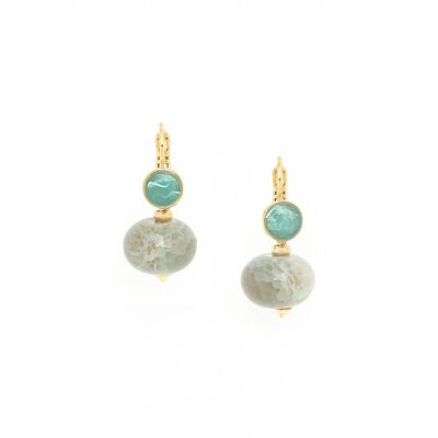 PEBBLES blue agate sleeper earrings