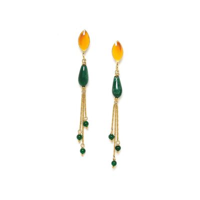 AGATA VERDE  boucles d'oreilles poussoir 3 chaines