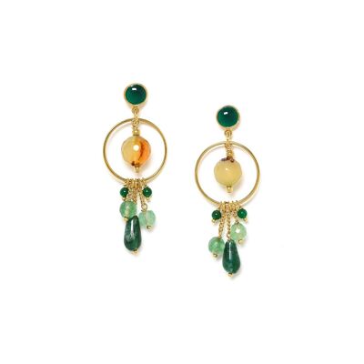 AGATA VERDE  boucles d'oreilles poussoir 5 pampilles