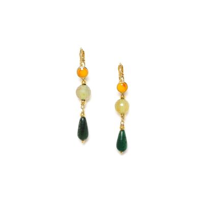 AGATA VERDE  boucles d'oreilles dormeuses goutte jade