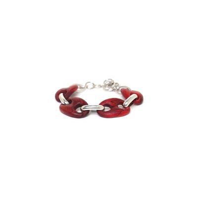 KAFFE wooden bracelet & red chain
