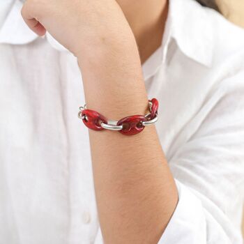 KAFFE  bracelet bois & chaine rouge 2