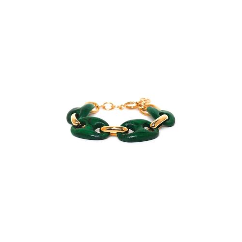 KAFFE  bracelet bois & chaine vert