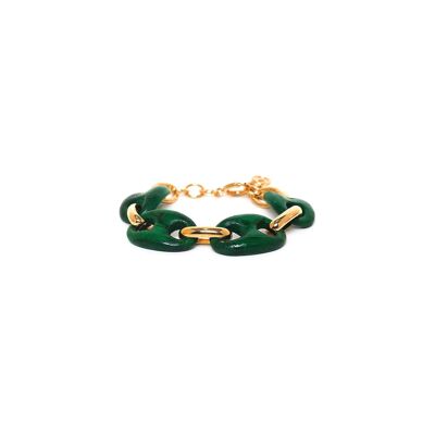 KAFFE  bracelet bois & chaine vert