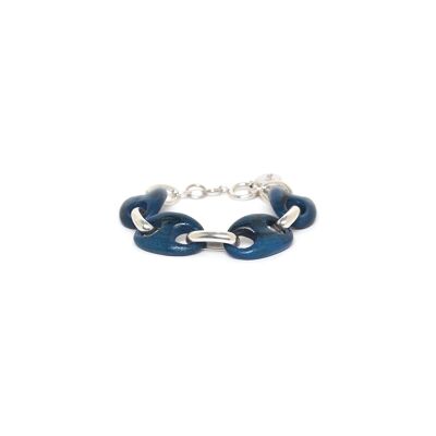 KAFFE  bracelet bois & chaine bleu