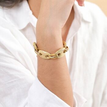 KAFFE  bracelet bois & chaine naturel 2