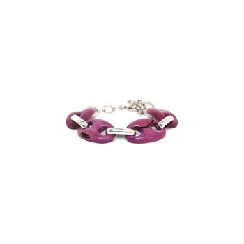 KAFFE  bracelet bois & chaine lilas 1