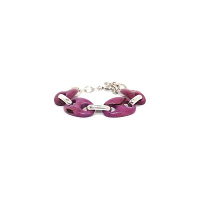 KAFFE  bracelet bois & chaine lilas