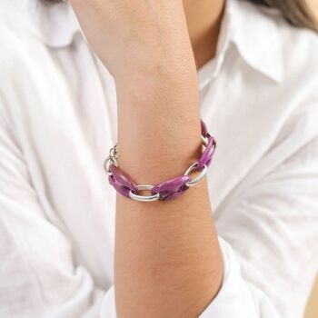KAFFE  bracelet bois & chaine lilas 2