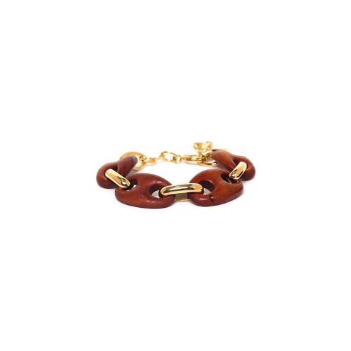 KAFFE  bracelet bois et chaine café