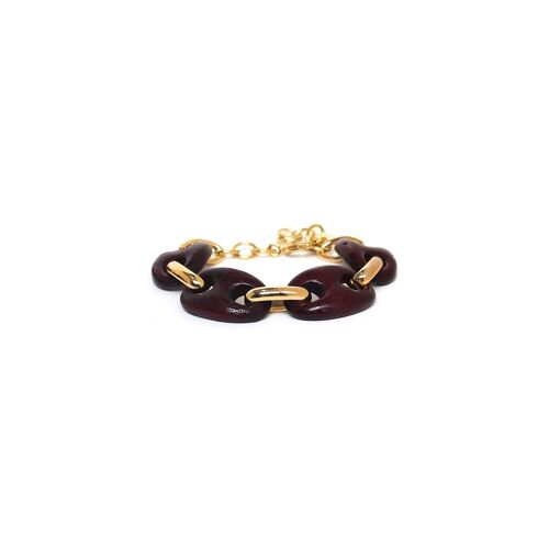 KAFFE  bracelet bois & chaine lie de vin