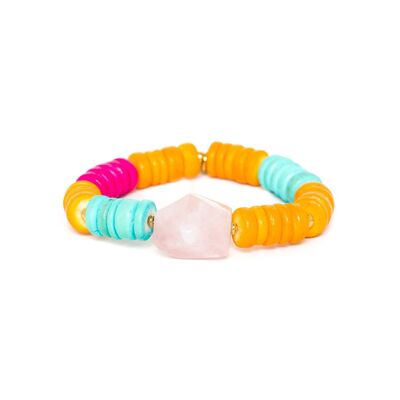 Bracciale elasticizzato in quarzo rosa ACAPULCO 3