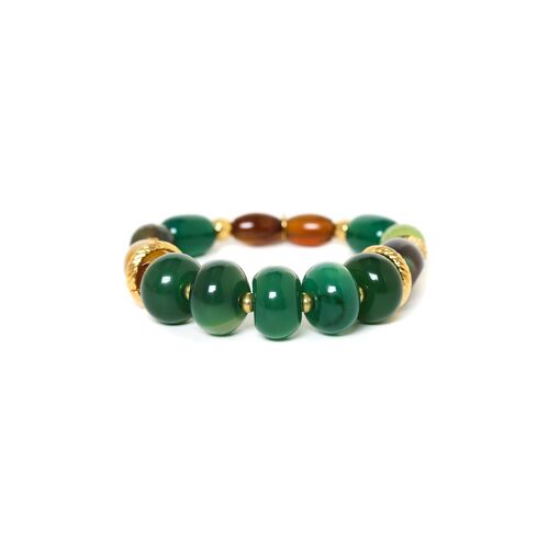 AGATA VERDE  bracelet extensible grosses perles pierres