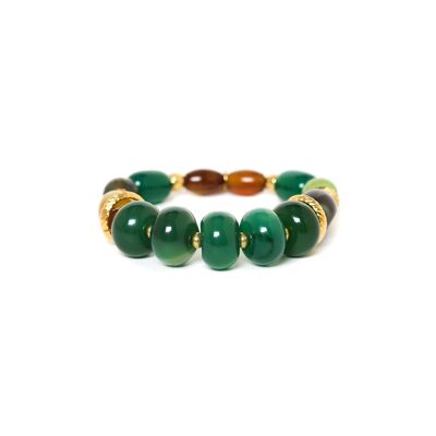 Pulsera elástica AGATA VERDE cuentas de piedra grandes