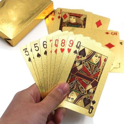 Juego de 54 cartas bañadas en oro _ 24 Quilates