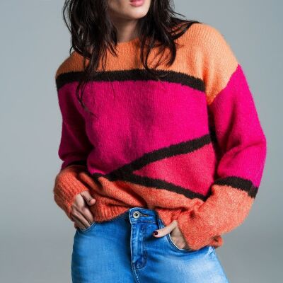 Two-tone asymmetrical sweater