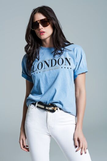 Camiseta holgada en couleur azul bebé lavado avec logo de Londres 1