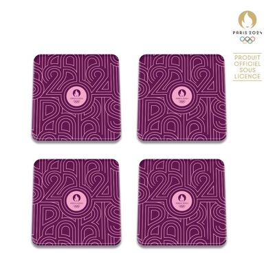 Pack of 4 PARIS 2024 Pink coasters