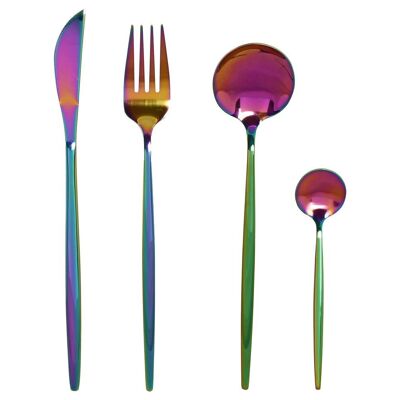 CUTLERY SET 16 STAINLESS STEEL 3X1.5X13 3MM IRIDESCENT PC211465