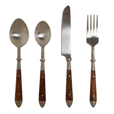 CUTLERY SET 16 STAINLESS STEEL ACACIA 4,5X2X20 NATURAL PC200985