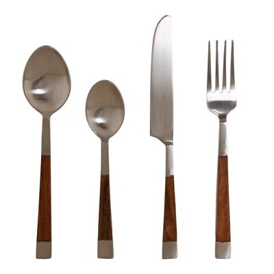 CUTLERY SET 16 STAINLESS STEEL ACACIA 4,5X2X20 NATURAL PC200987