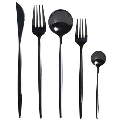 CUTLERY SET 20 STAINLESS STEEL 3X1,5X13 3MM BLACK PC207649
