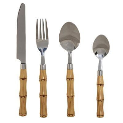 CUTLERY SET 24 STAINLESS STEEL ABS 3X2X16 2MM BAMBOO PC211463
