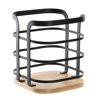 PORTAPOSATE BAMBOO ACCIAIO 12X12X14,5 NERO PC202464