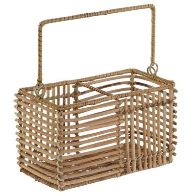 IRON RATTAN CUTLERY TRAY 20X10X12 NATURAL OIL TRAY PC207502