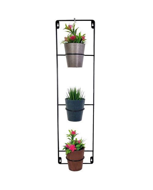 Black metal Artstone wall hanger sets with 3 plant pots