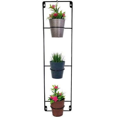 Black metal Artstone wall hanger sets with 3 plant pots