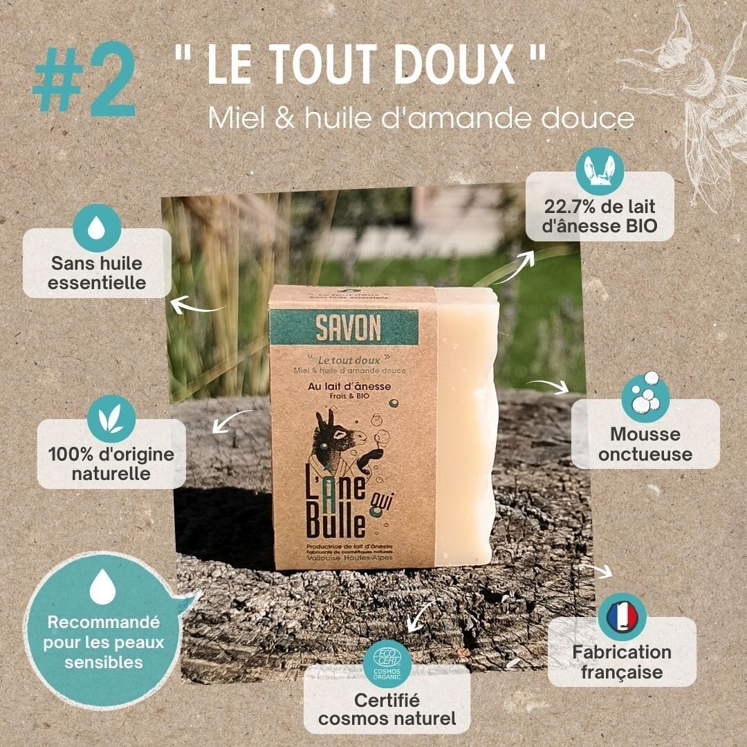 Jabón de leche de burra El muy suave - Miel y aceite de almendras dulces -